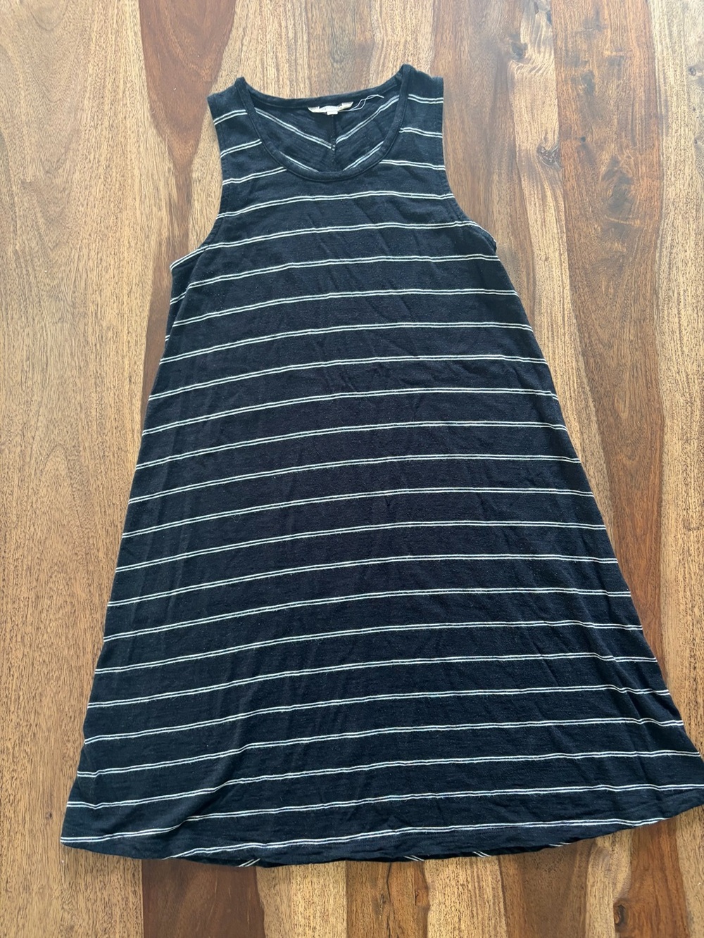 Madewell Black Striped Sleeveless Swing Dress